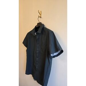 FLX L Slim Performance Short Sleeve Button Down Green Stretch Shirt Mens Large